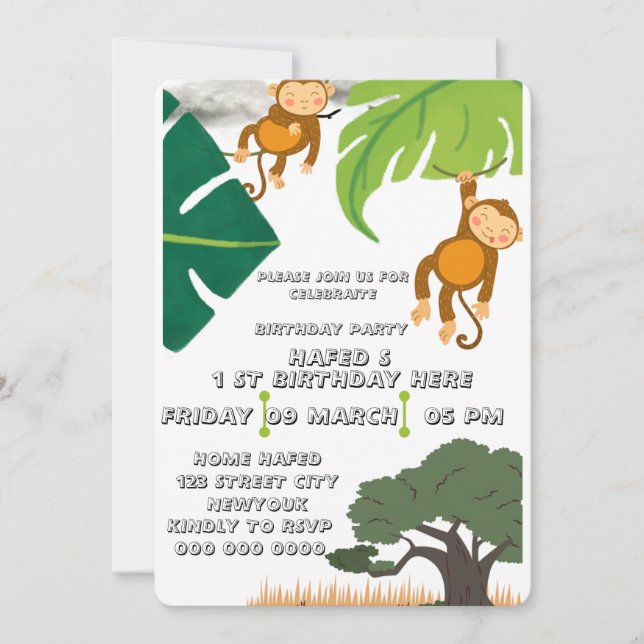 Safari Birthday Invitation, Wild One Birthday Boy  Save The Date (Front)