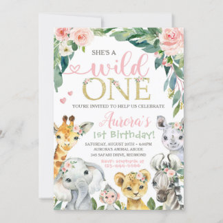 Safari Birthday Invitation Wild One Invitation