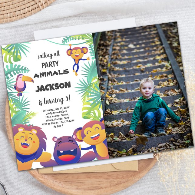 Safari Birthday Invitation with Photo (Safari Birthday Invitations with photo)