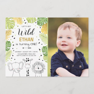 Safari Birthday Invitation Zoo Wild Jungle animals