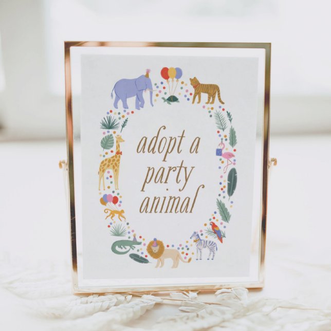 Safari Birthday Party Adopt a Party Animal Sign (Creator Uploaded)