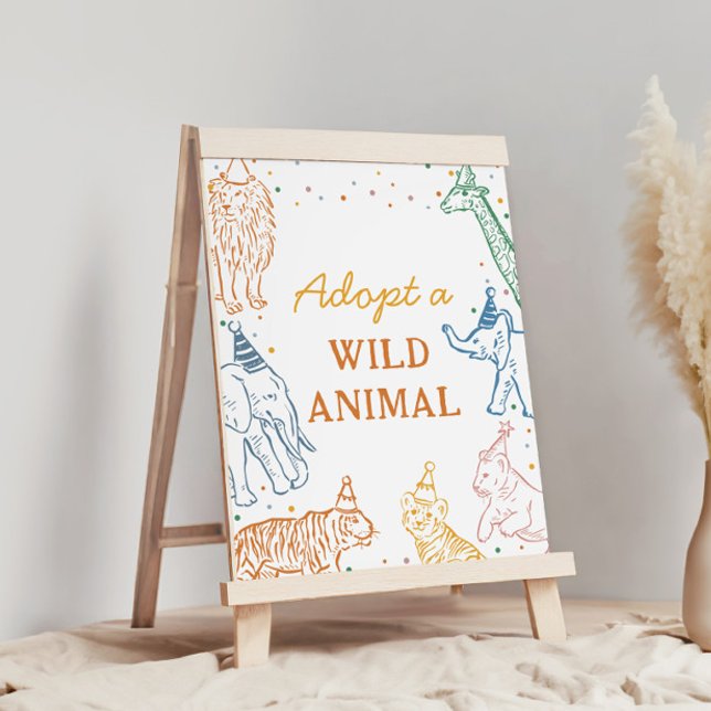 Safari Birthday Party Adopt an Animal Table Sign (Creator Uploaded)