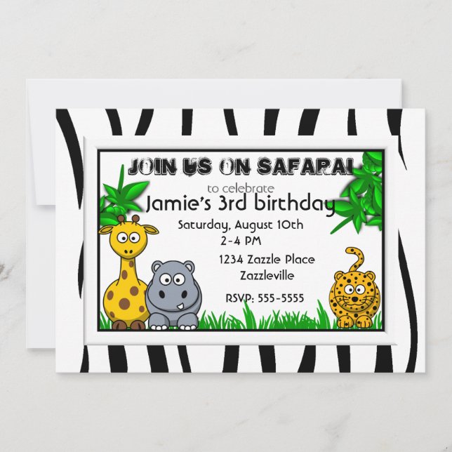 Safari Birthday Party Invitations (Front)