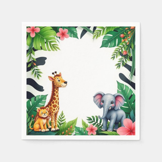 Safari Birthday Party Paper Plates  Napkin (Front)