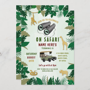 Safari Birthday Party Wild Animals Truck Jungle Invitation