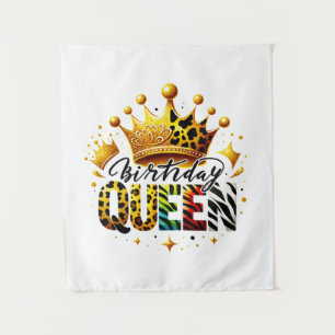 Safari Birthday Queen Crown Tapestry