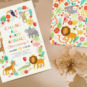 Safari Birthfay Party Invite, Jungle Safari Party Invitation