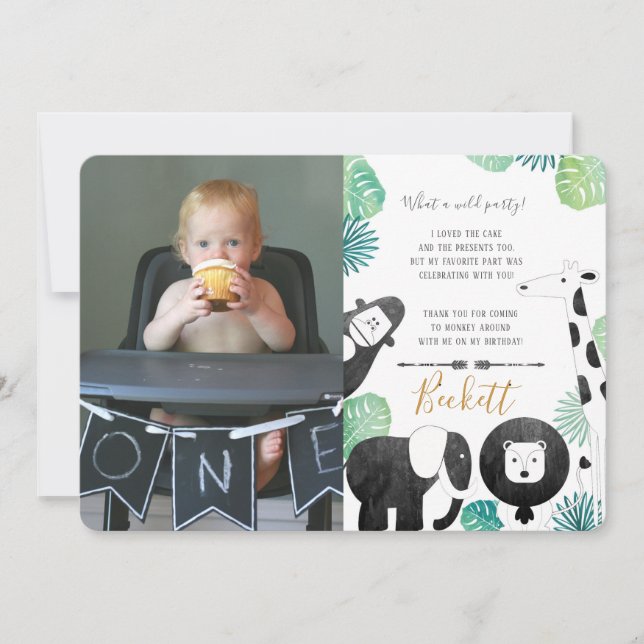 Safari Black and Green Photo ThankYou card (Front)