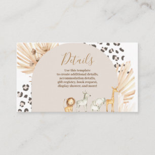 Safari Boho Animals Watercolor Details Enclosure Card