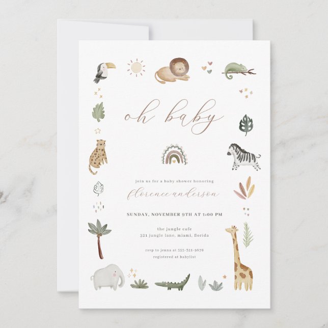 Safari Boho Jungle Baby Shower Invitation (Front)