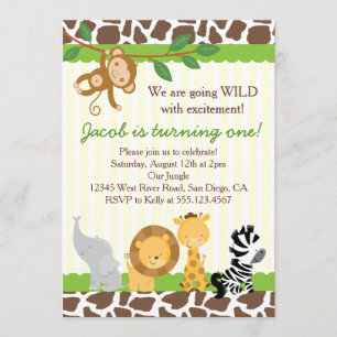 Safari Boy 1st Birthday Party Invitation