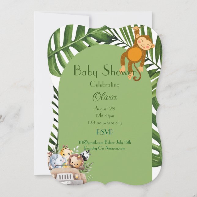 SAFARI BOY BABY SHOWER INVITATION (Front)