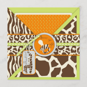 Safari Boy Green TY Square Thank You Card