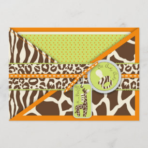 Safari Boy Orange Invitation Card 2