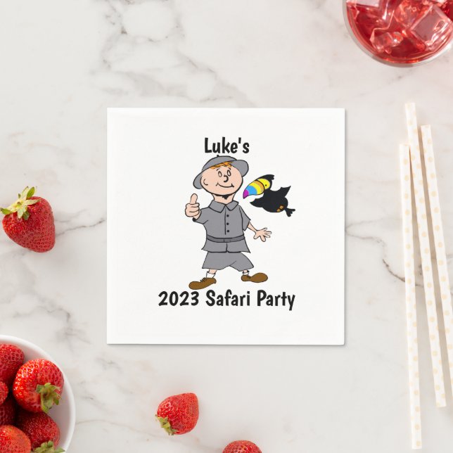 Safari Boy & Toucan Jungle Theme Napkin (Insitu)