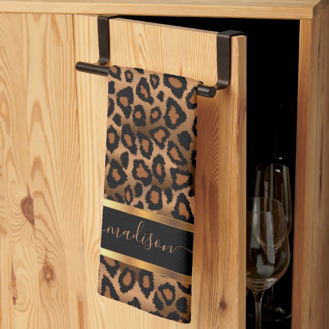 Safari Brown Leopard - Customise Tea Towel (Thirds Fold)