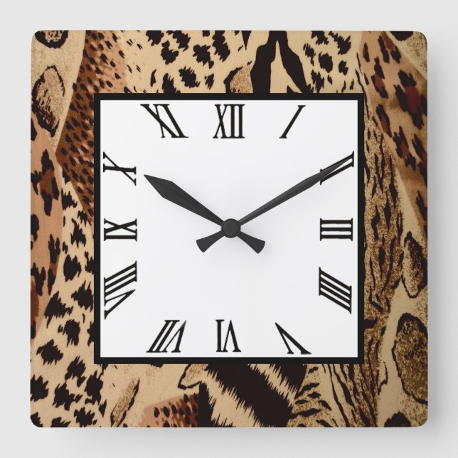 Safari Brown Square Wall Clock (Front)