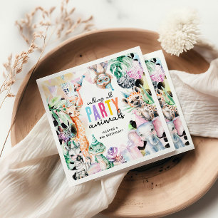Safari Calling all Party Animals Birthday Napkin