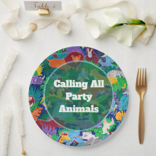 Safari Calling all Party Animals Colourful Paper Plate