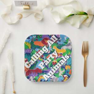 Safari Calling all Party Animals Colourful Paper Plate