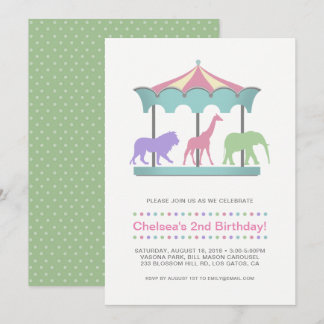 Safari Carousel Birthday Invitation