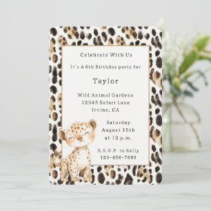 Safari Cheetah Birthday   Invitation