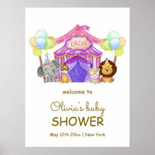 Safari Circus Carnival Balloon Baby Shower Welcome Poster