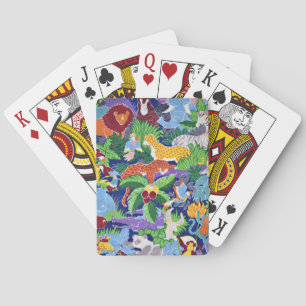 Safari, colourful wild animals, playing cards
