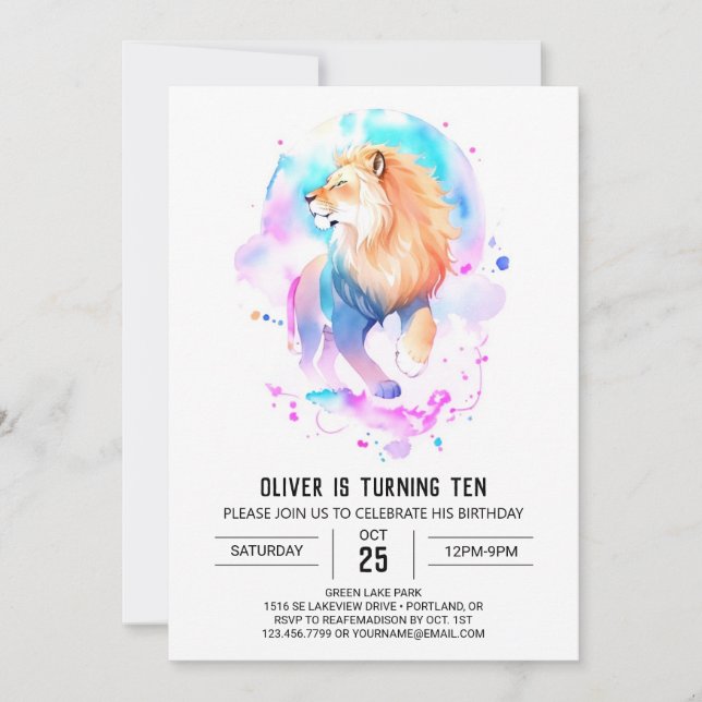 Safari Custom Lion Birthday Invitation (Front)