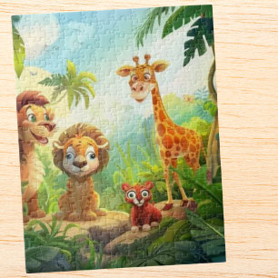 Safari Cute Jungle Animal kid's name personalized Jigsaw Puzzle