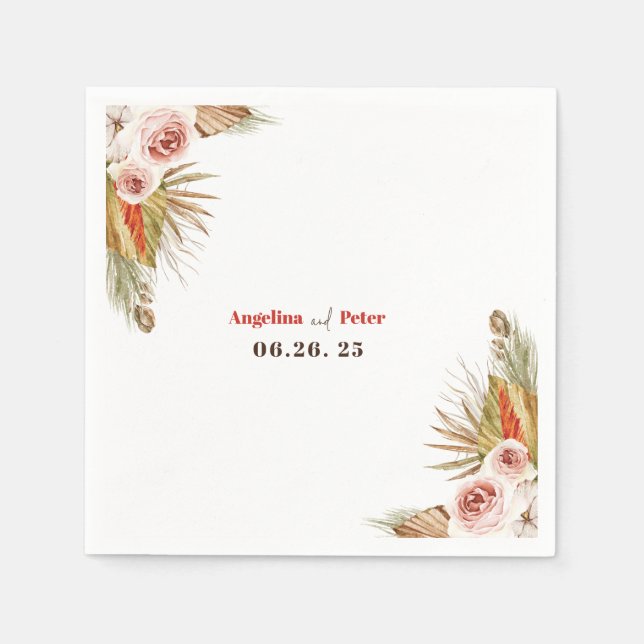 Safari Desert Boho Flowers Wedding  Napkin (Front)