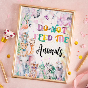 Safari Don't Feed the Animals Birthday Party Poster