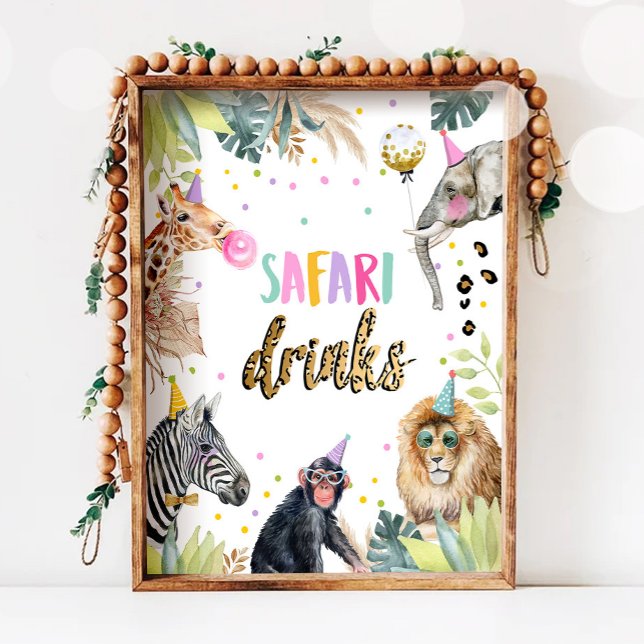 Safari Drinks Safari Party Animals Birthday Sign (Creator Uploaded)