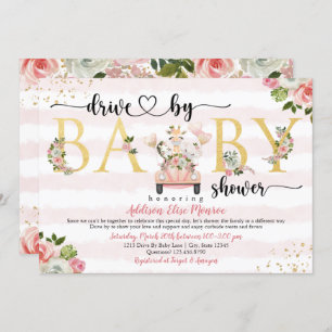 Safari Drive By Baby Girl Shower Invitation