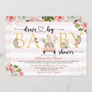 Safari Drive By Baby Girl Shower Invitation