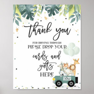 Safari Drive By Baby Shower Card & Gift Sign