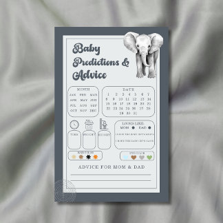 Safari Elephant Baby Predictions and Advice Card