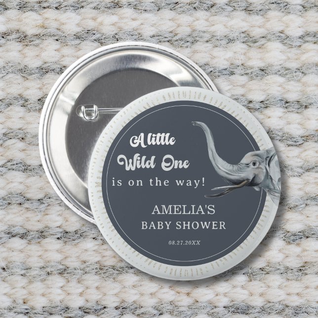 Safari Elephant Baby Shower Party Button (Creator Uploaded)