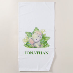 Safari Elephant  Beach Towel