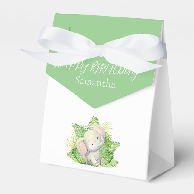 Safari elephant Birthday Favour Box (Front Side)