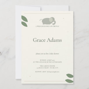 Safari Elephant Green Neutral Baby Shower Invitation