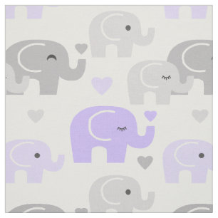 Safari Elephant Purple Grey Fabric