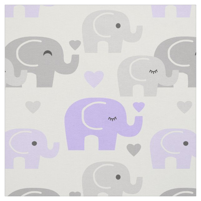 Safari Elephant Purple Grey Fabric (Swatch)