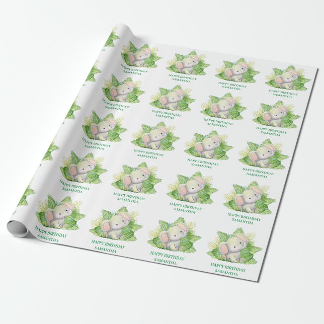 Safari Elephant  Wrapping Paper (Unrolled)