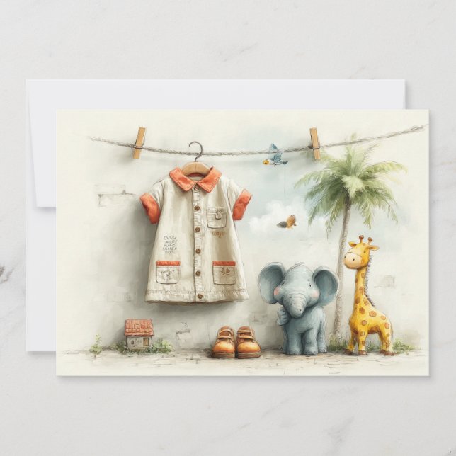 Safari Explorer Girl – 1st Birthday Party Invitation (Front)