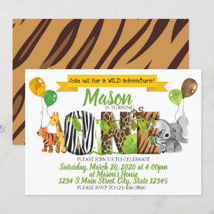 Safari first birthday invitation