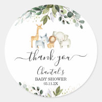 Safari Foliage Baby Shower Favour Sticker