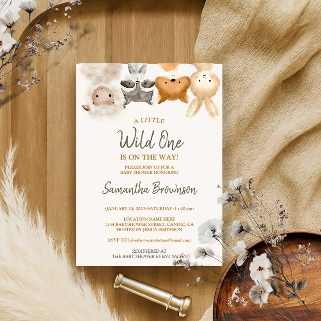 Safari Forest Animal Sheep Racoon Fox Rabbit Invitation (Creator Uploaded)