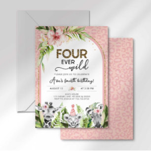Safari Four Ever Wild Birthday Invitation
