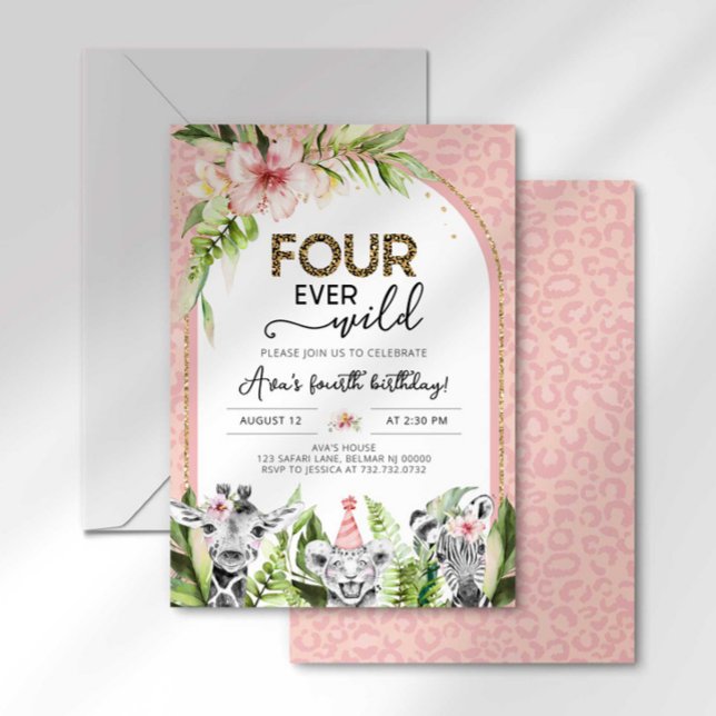 Safari Four Ever Wild Birthday Invitation (Creator Uploaded)